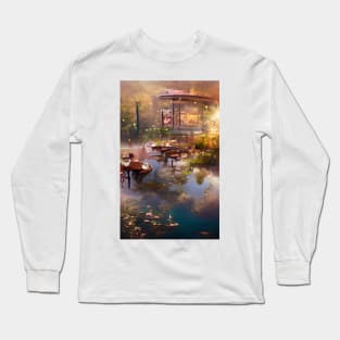 The Coffee Teal ocean pond | sunset pond Cafe Long Sleeve T-Shirt